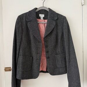 LOFT Charcoal Blazer with Pink Lining - Size 10